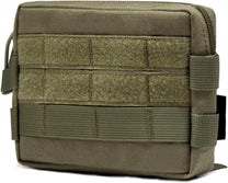 Compact Tactical Utility Pouch With MOLLE System And Zippered Compartments