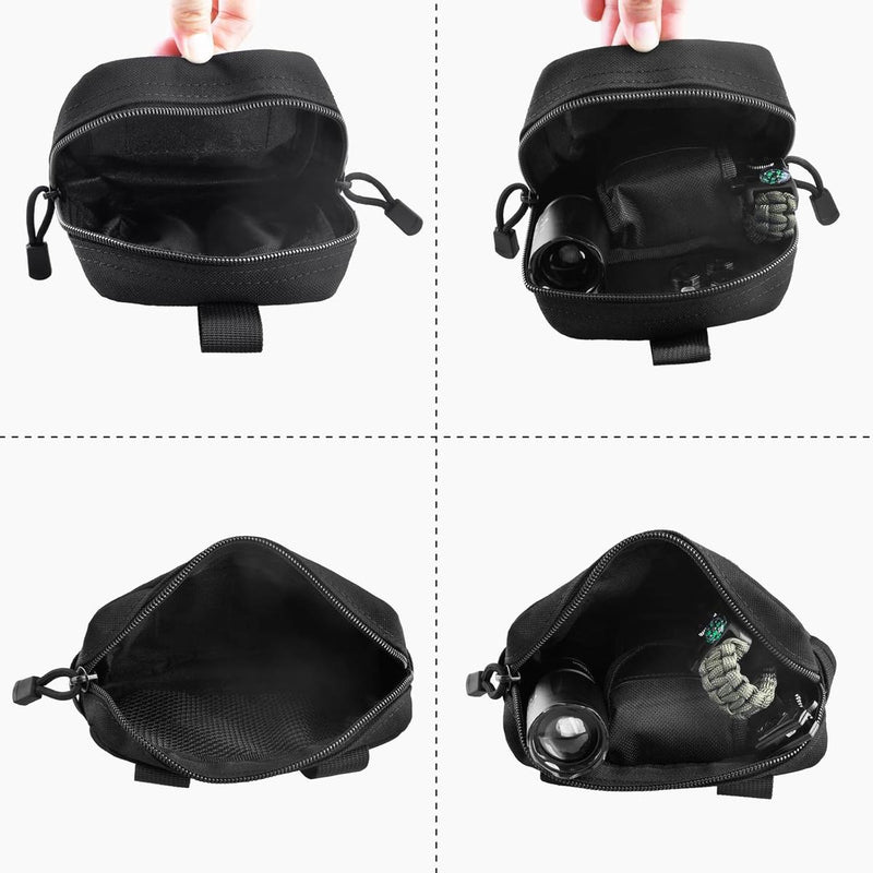 Compact Tactical Utility Pouch With MOLLE System And Zippered Compartments
