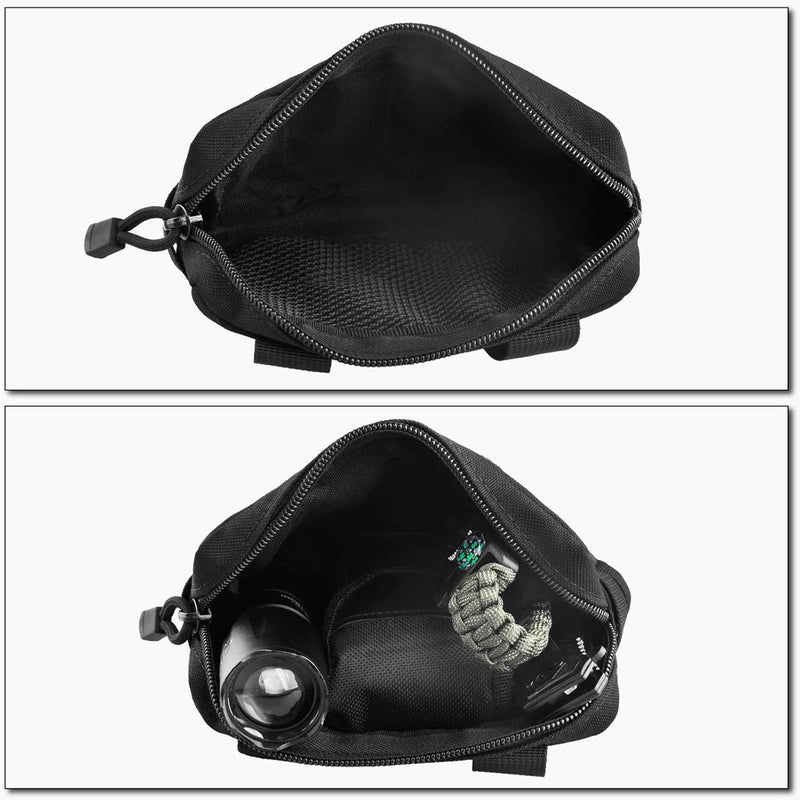 Compact Tactical Utility Pouch With MOLLE System And Zippered Compartments