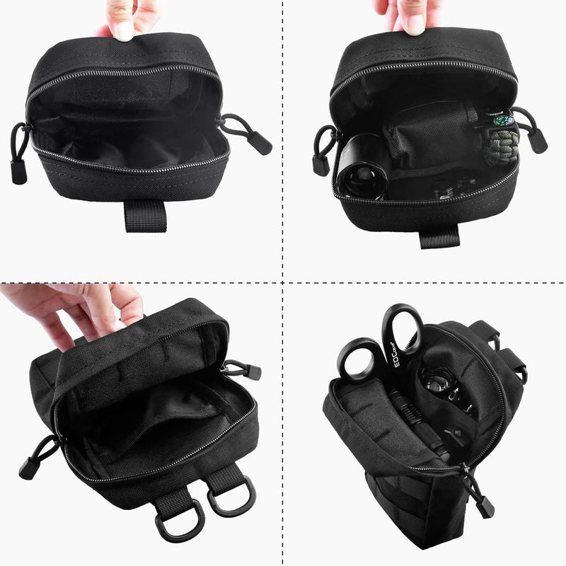Compact Tactical Utility Pouch With MOLLE System And Zippered Compartments