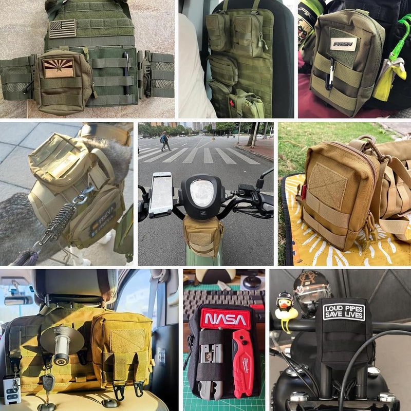 Compact Tactical Utility Pouch With MOLLE System And Zippered Compartments
