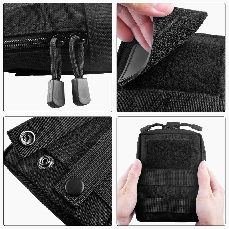 Compact Tactical Utility Pouch With MOLLE System And Zippered Compartments