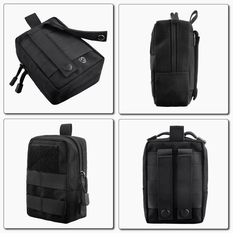 Compact Tactical Utility Pouch With MOLLE System And Zippered Compartments