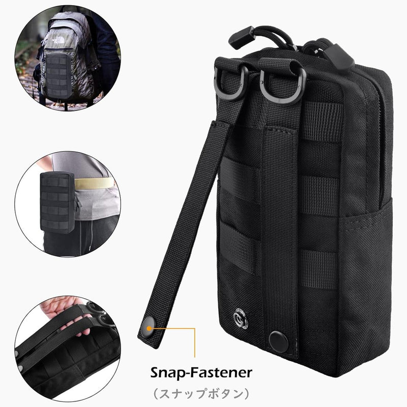 Compact Tactical Utility Pouch With MOLLE System And Zippered Compartments