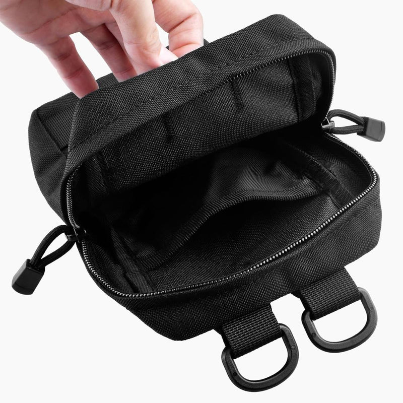 Compact Tactical Utility Pouch With MOLLE System And Zippered Compartments