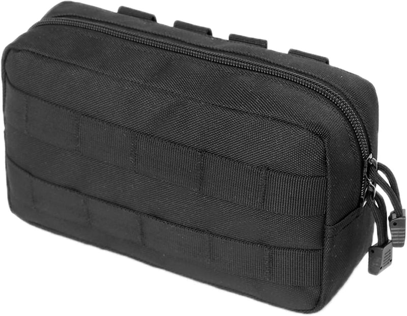 Compact Tactical Utility Pouch With MOLLE System And Zippered Compartments