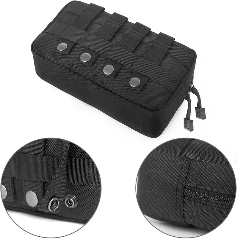 Compact Tactical Utility Pouch With MOLLE System And Zippered Compartments