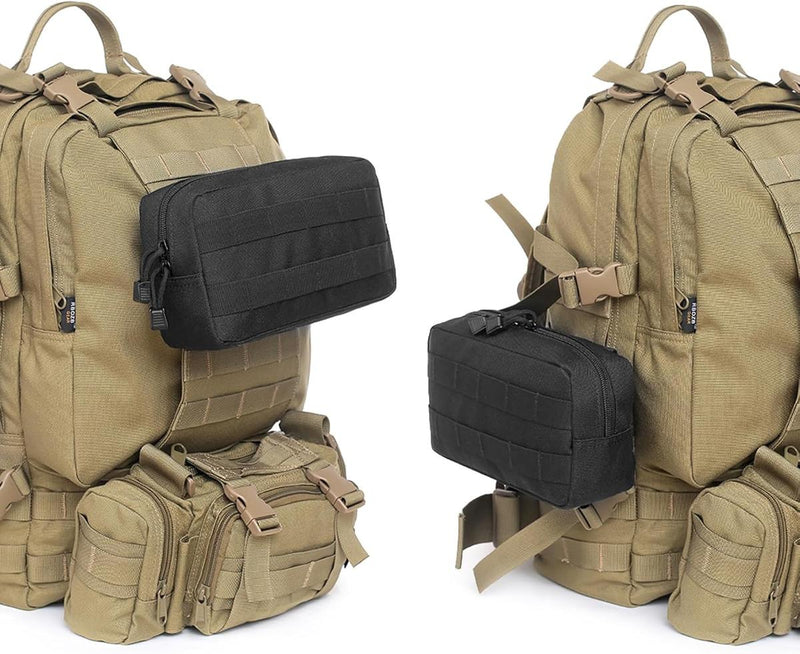 Compact Tactical Utility Pouch With MOLLE System And Zippered Compartments