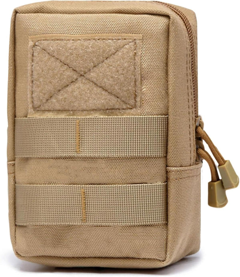Compact Tactical Utility Pouch With MOLLE System And Zippered Compartments