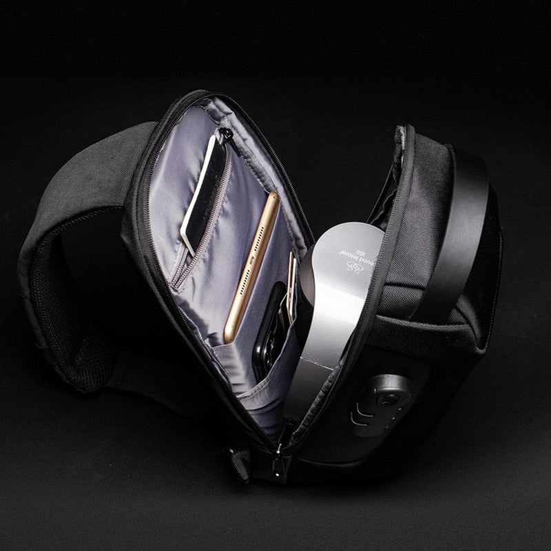 Compact Waterproof Messenger Bag For Men With Theft Protection And USB Charging