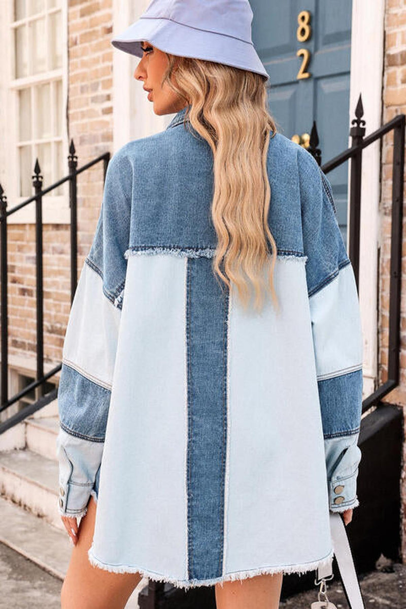Contemporary Women&#39;s Denim Jacket With Button Closure