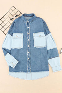 Contemporary Women&#39;s Denim Jacket With Button Closure