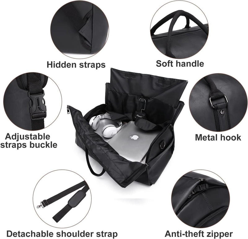 Convertible PU Leather Garment Duffel Bag with Waterproof Shoe Compartment