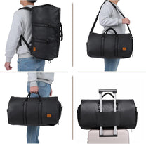 Convertible PU Leather Garment Duffel Bag with Waterproof Shoe Compartment