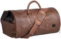 Convertible PU Leather Garment Duffel Bag with Waterproof Shoe Compartment
