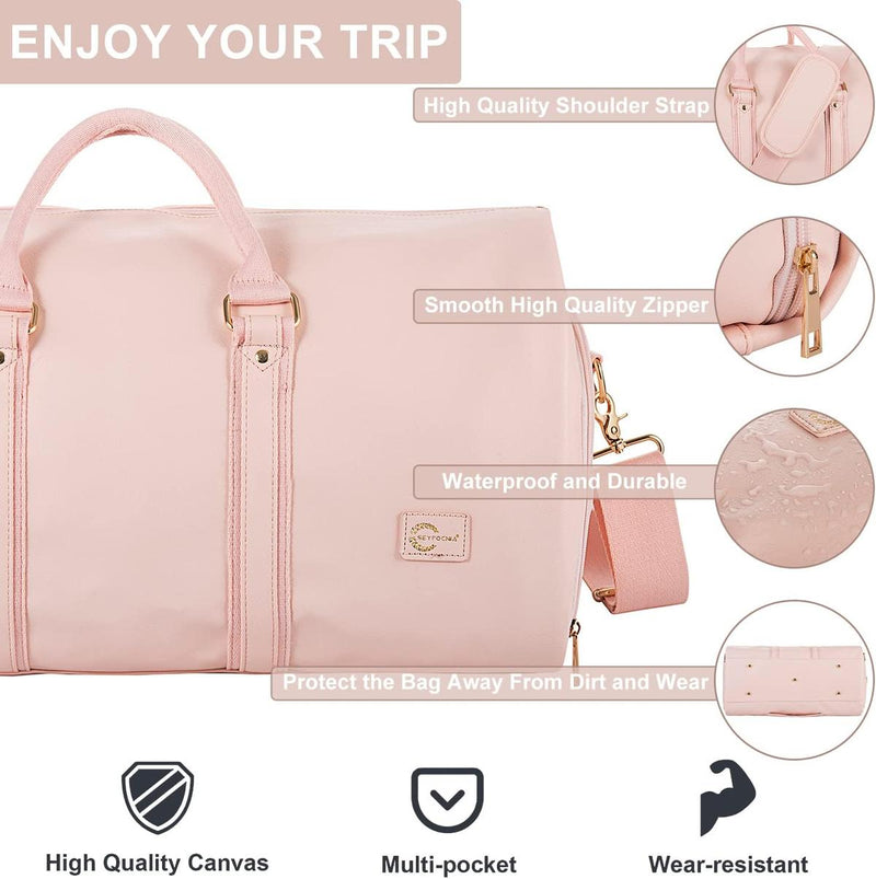 Convertible PU Leather Garment Duffel Bag with Waterproof Shoe Compartment