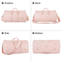 Convertible PU Leather Garment Duffel Bag with Waterproof Shoe Compartment