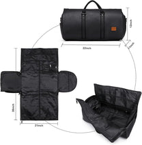 Convertible PU Leather Garment Duffel Bag with Waterproof Shoe Compartment