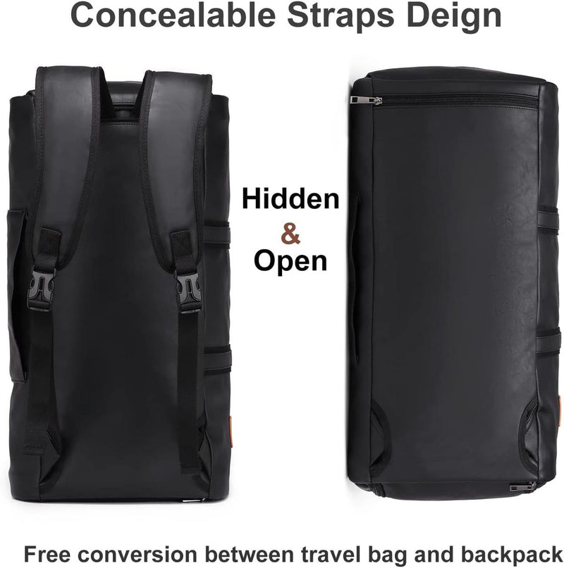 Convertible PU Leather Garment Duffel Bag with Waterproof Shoe Compartment