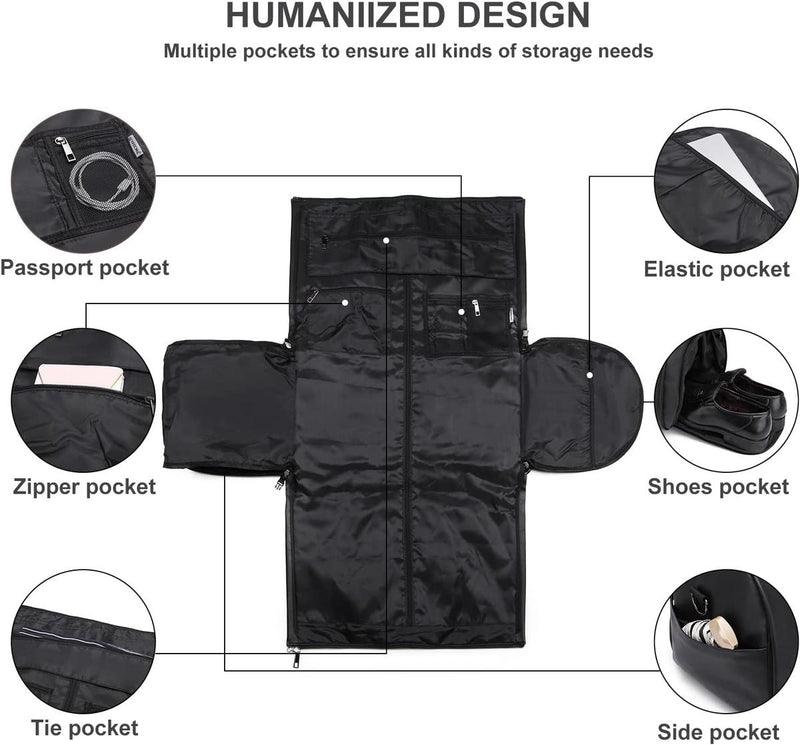 Convertible PU Leather Garment Duffel Bag with Waterproof Shoe Compartment