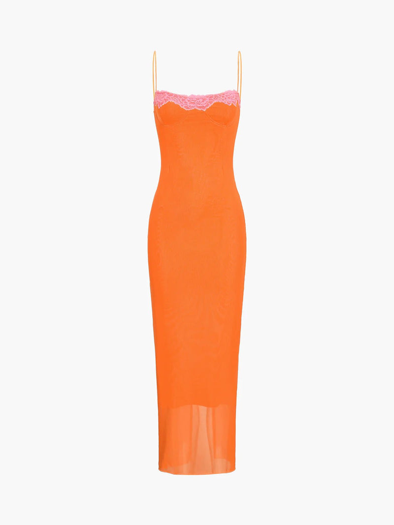 Corset Mesh Maxi Dress