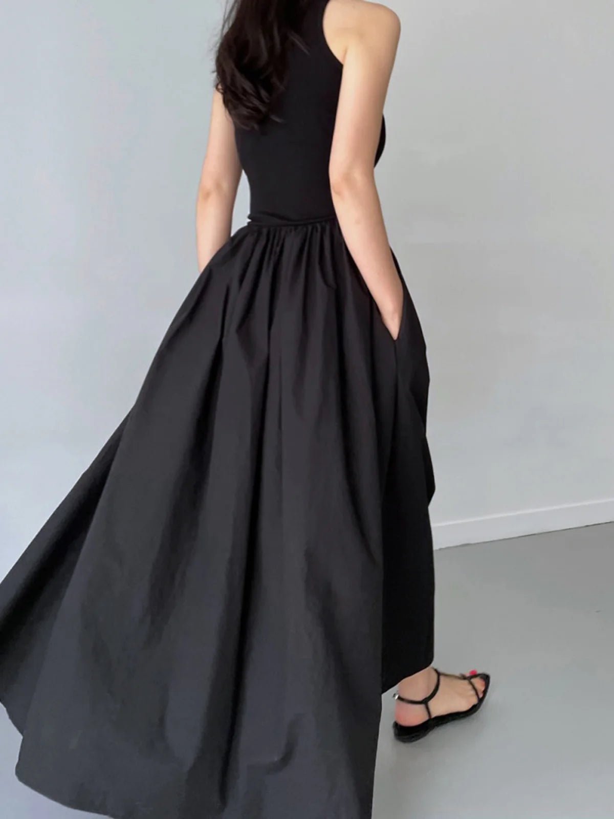 Cotton Blend Jersey Sleeveless Maxi Dress