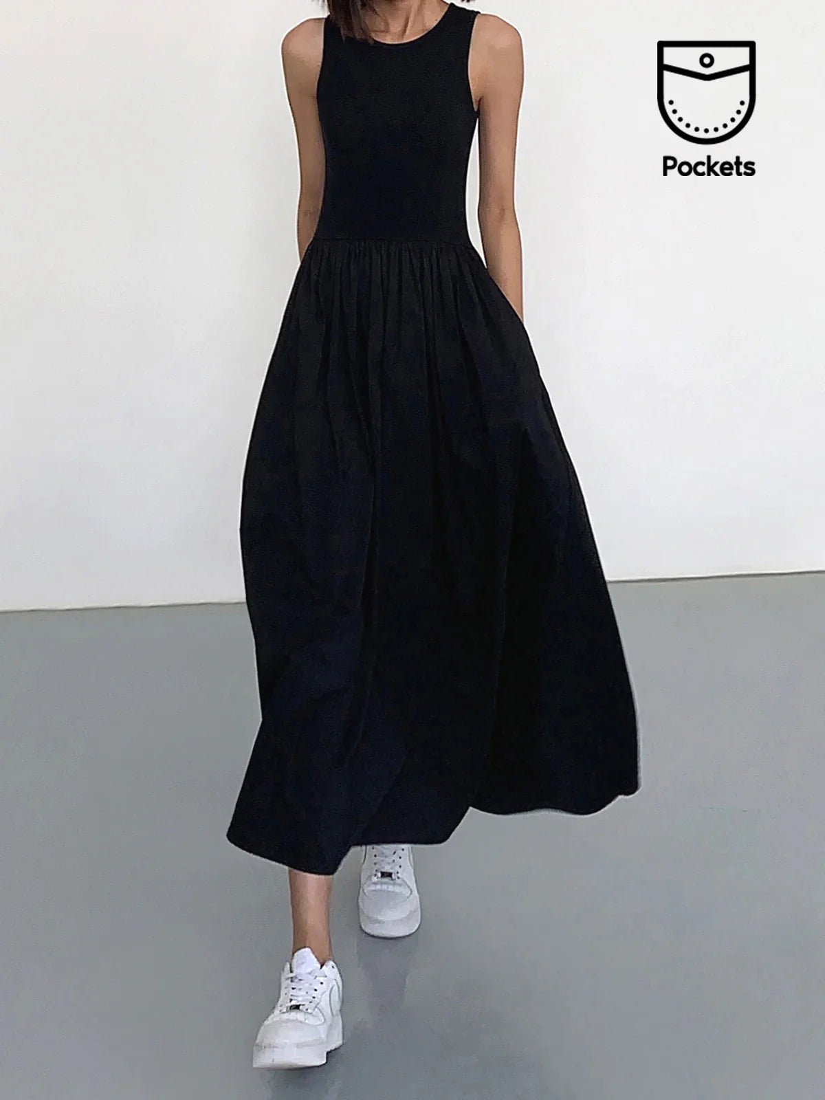 Cotton Blend Jersey Sleeveless Maxi Dress