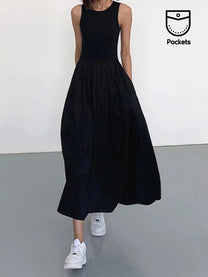 Cotton Blend Jersey Sleeveless Maxi Dress