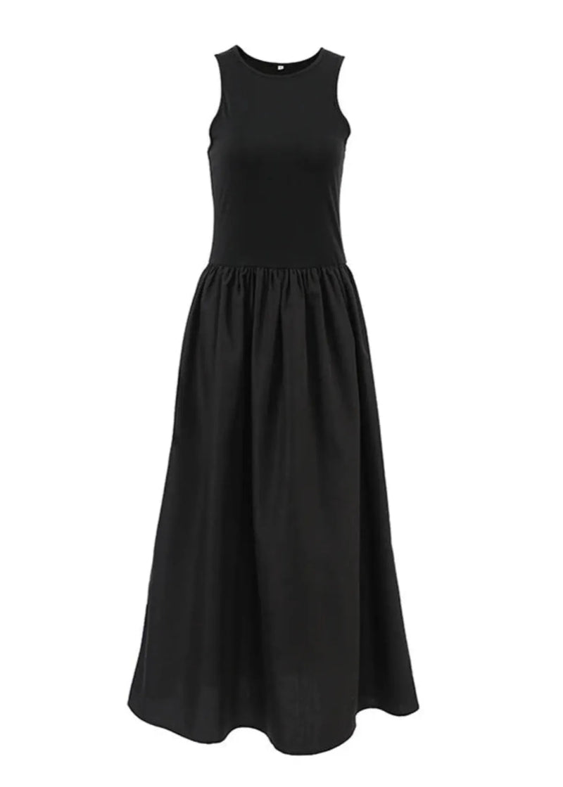 Cotton Blend Jersey Sleeveless Maxi Dress