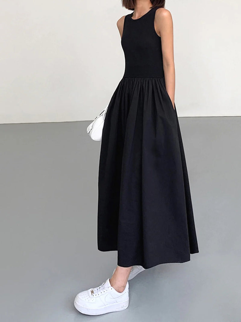 Cotton Blend Jersey Sleeveless Maxi Dress