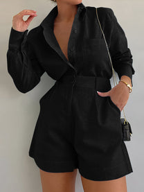 Cotton-Blend Loose Shorts Set