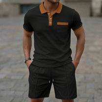 Cotton Blend Polo Shirt And Slim-Fit Shorts Set