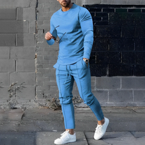 Cotton Blend Slim Fit Casual Tracksuit Set