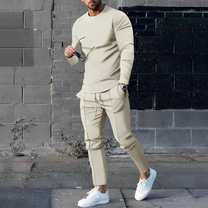 Cotton Blend Slim Fit Casual Tracksuit Set