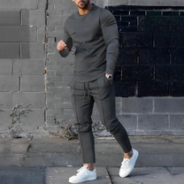 Cotton Blend Slim Fit Casual Tracksuit Set