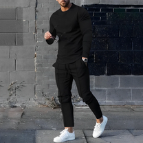 Cotton Blend Slim Fit Casual Tracksuit Set