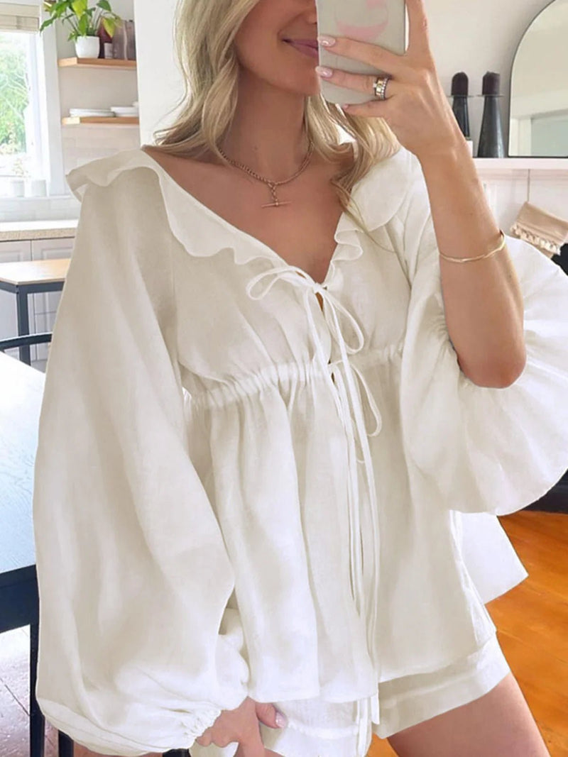 Cotton &amp; Linen Co-ord Shorts Set