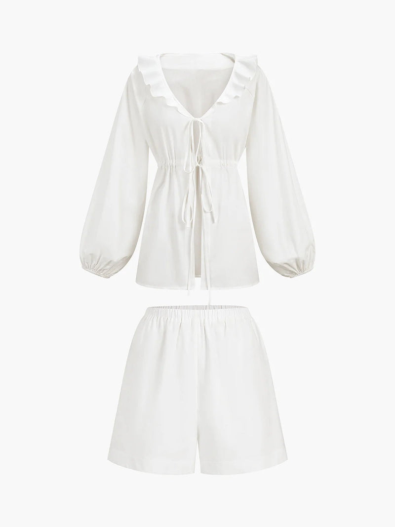 Cotton &amp; Linen Co-ord Shorts Set