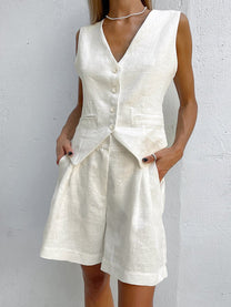 Cotton &amp; Linen Shorts Set