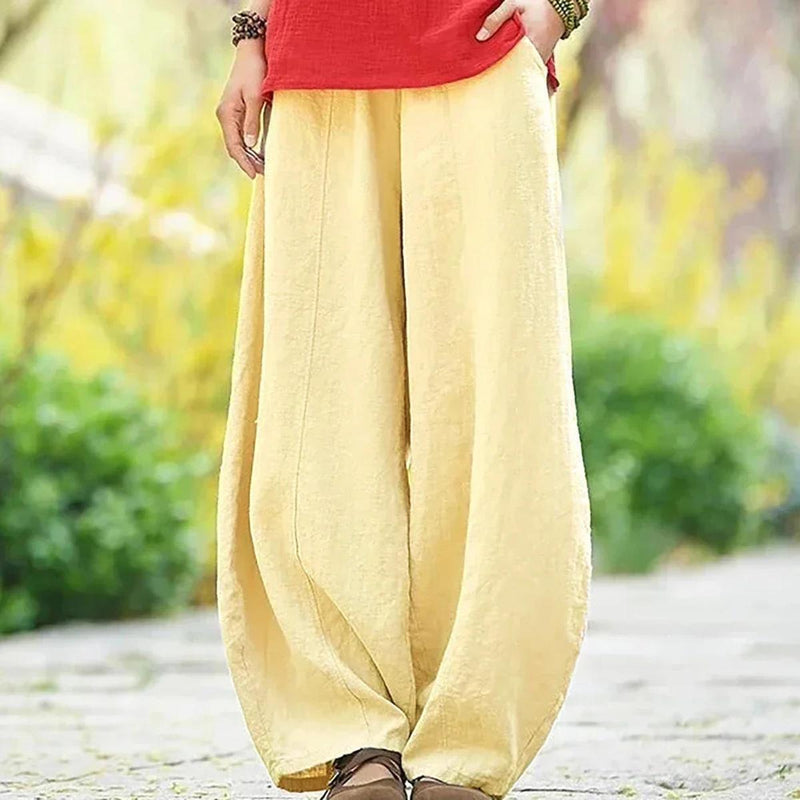 Cotton-Linen Wide-Leg Trousers For Spring And Summer