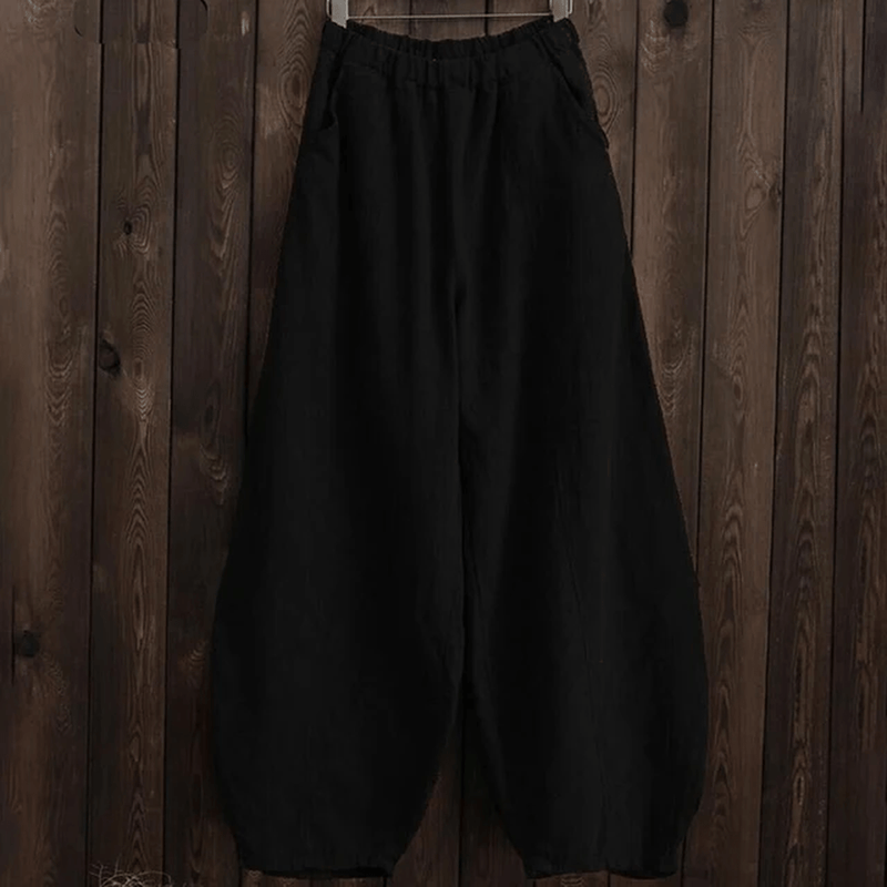 Cotton-Linen Wide-Leg Trousers For Spring And Summer