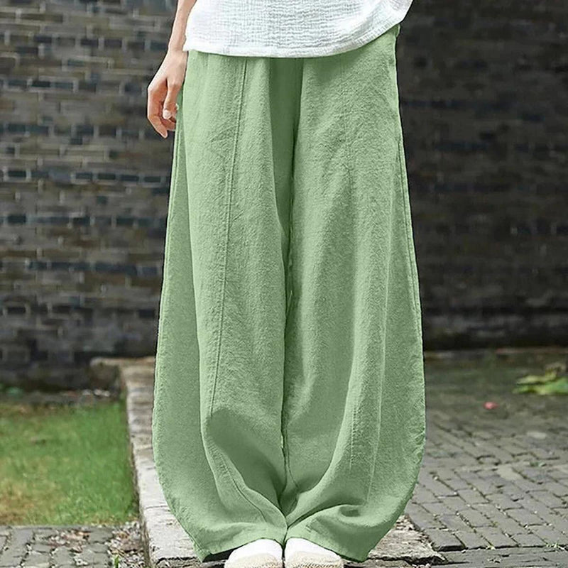 Cotton-Linen Wide-Leg Trousers For Spring And Summer