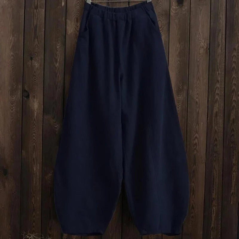 Cotton-Linen Wide-Leg Trousers For Spring And Summer
