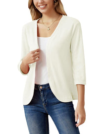 Cozy Casual Open-Front Knit Cardigan With Elastic Cuffs