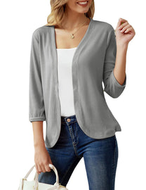 Cozy Casual Open-Front Knit Cardigan With Elastic Cuffs