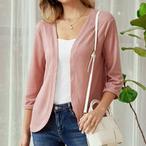 Cozy Casual Open-Front Knit Cardigan With Elastic Cuffs