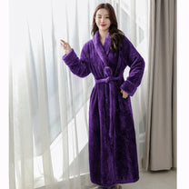 Cozy Fleece Bathrobe With Belt And Shawl Collar