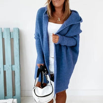 Cozy Hooded Oversized Cardigan With Batwing Sleeves