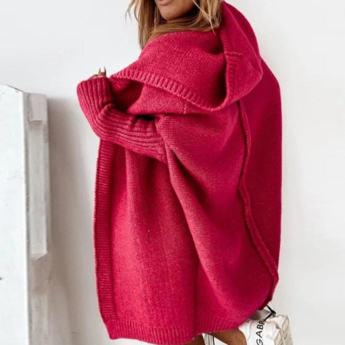 Cozy Hooded Oversized Cardigan With Batwing Sleeves
