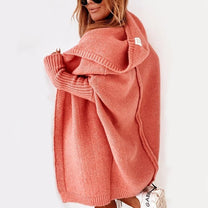 Cozy Hooded Oversized Cardigan With Batwing Sleeves